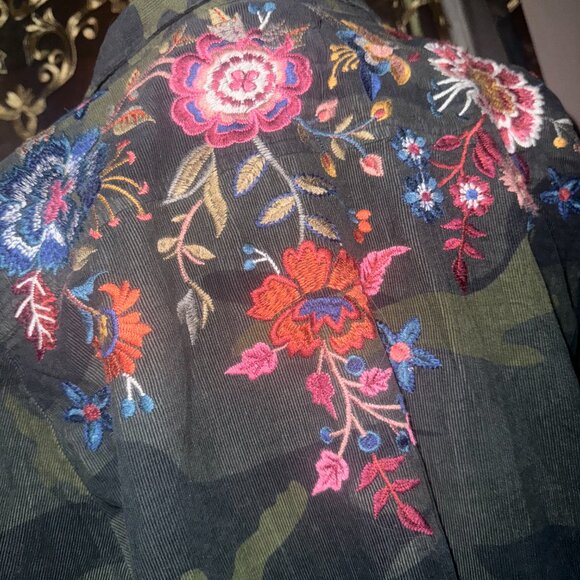 Johnny Was camouflage & floral tunic dress ~ L - Picture 5 of 10